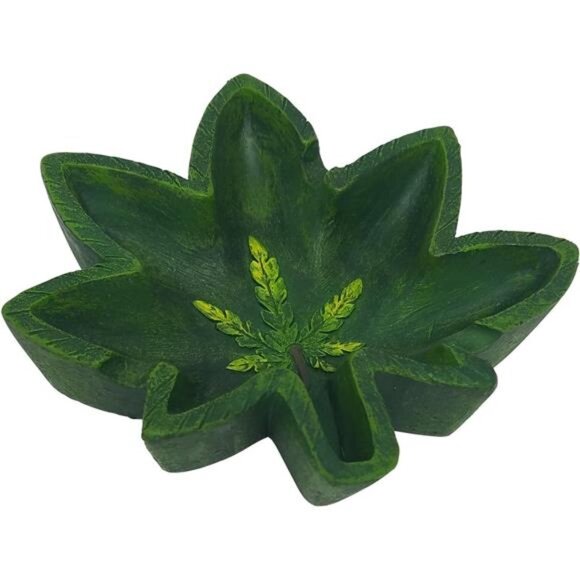 Pot Leaf Shape Cigarette Ashtray for Outdoors and Indoors Use -Modern Home Decor - Picture 3 of 5